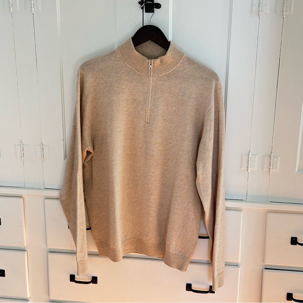 Peter Millar Light Tan Quarter-zip Sweater